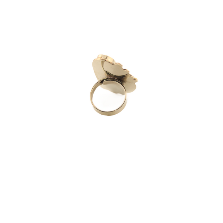 Carlota - Enameled Leaf - White  Adjustable Ring -  1.25 In. x 1 In.