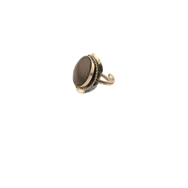 Earth's Treasure -  Onyx Round Adjustable Ring - 1.25 In .x 1.25 In.