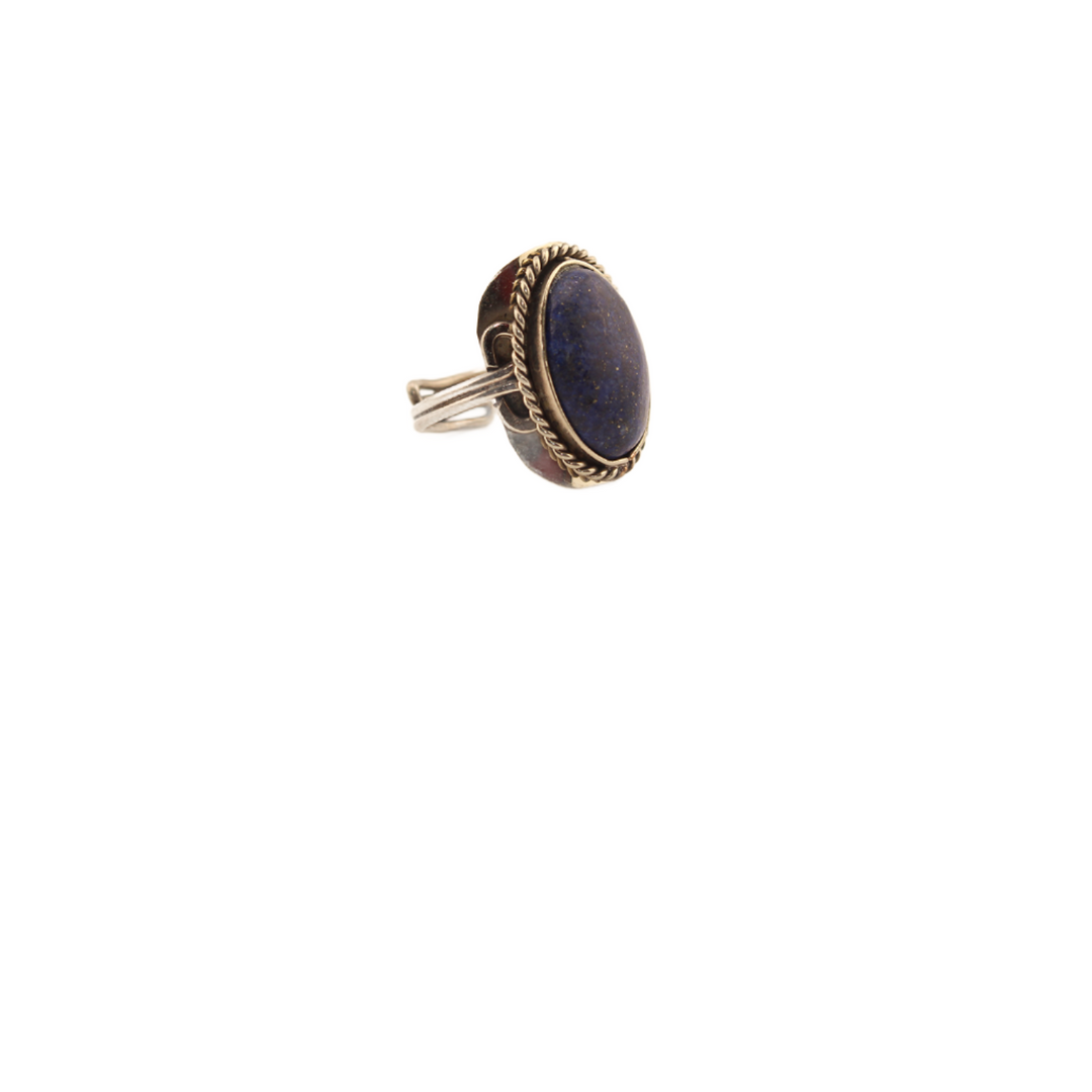 Earth's Treasure - Sodalite Round Ring - 2 In. x 2 In. - Adjustable
