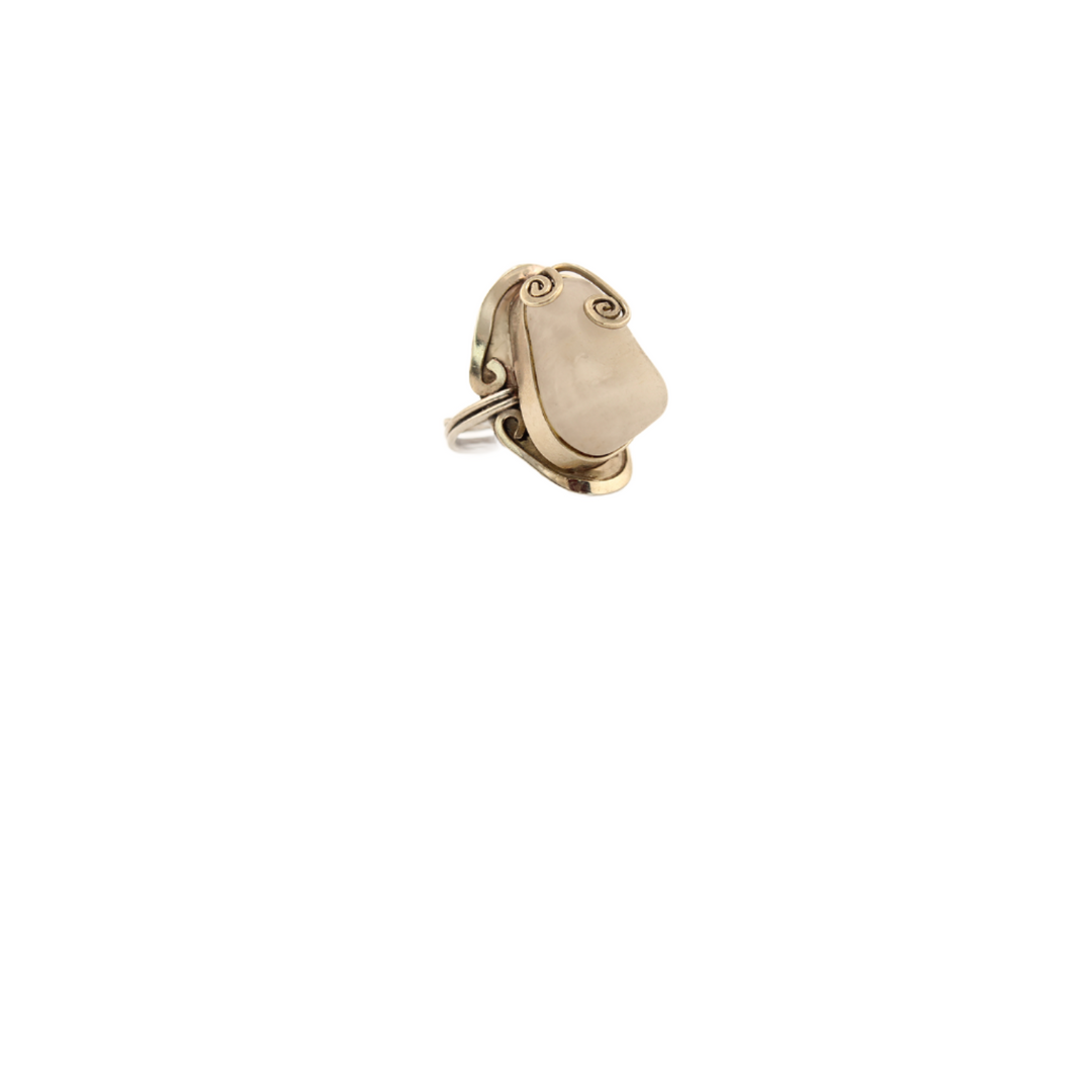 Earth's Treasure - White Agate Ring - 1.25 In. x .75 In. - Adjustable