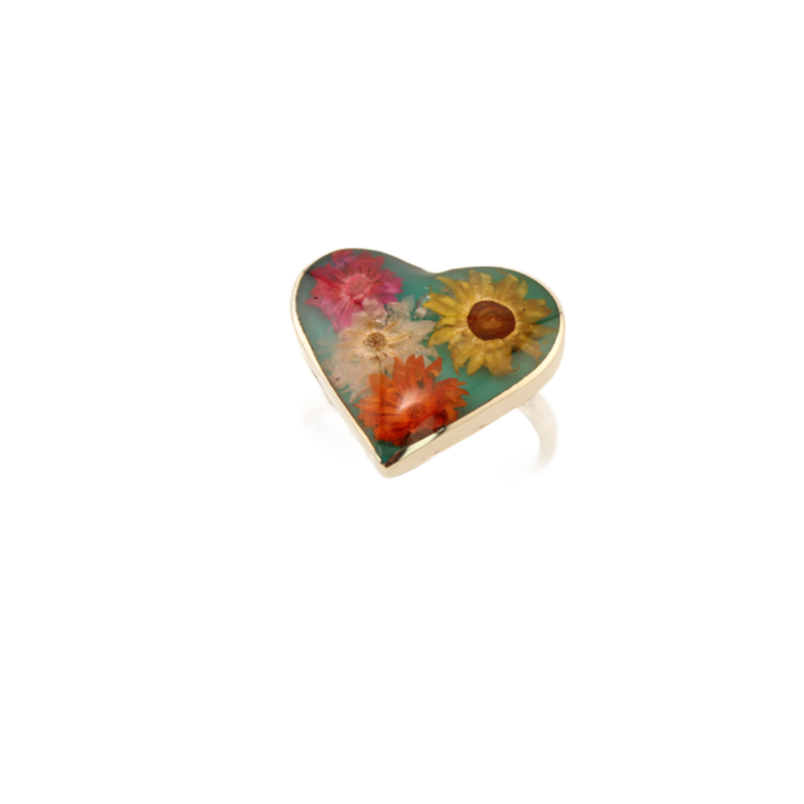 EternalNature-DriedFlowersRing-Heart-GreenandYellow1Inx.75In-Adjustable