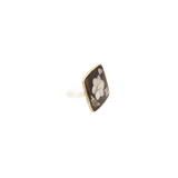 Ocean's Whisper - Abalone Mother of Pearl Adjustable Ring  - Square Flower - Black -  1.25 In. x 1.25 In.